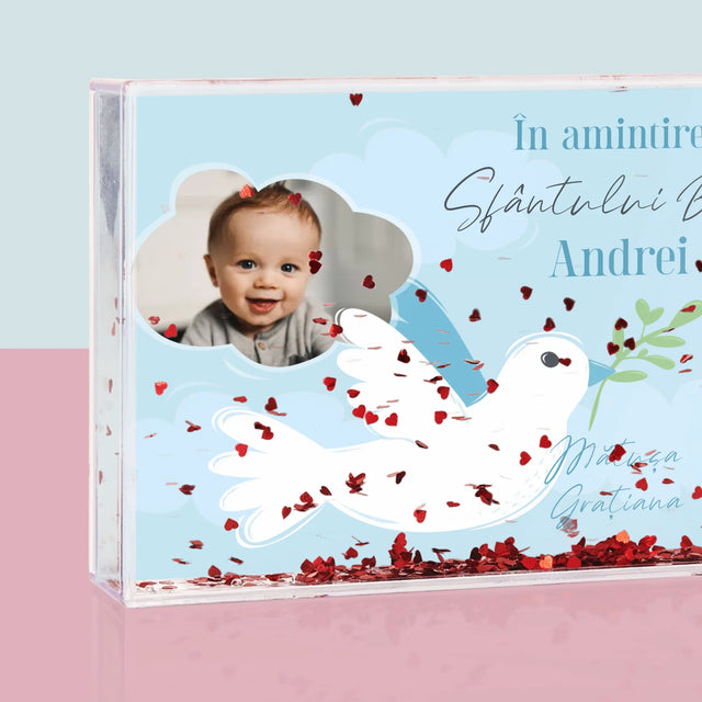 Fotografie Si Semnătură: În Amintirea Sfântului Botez Porumbei - Ramă De Sticlă Cu Apă Pentru Fotografii