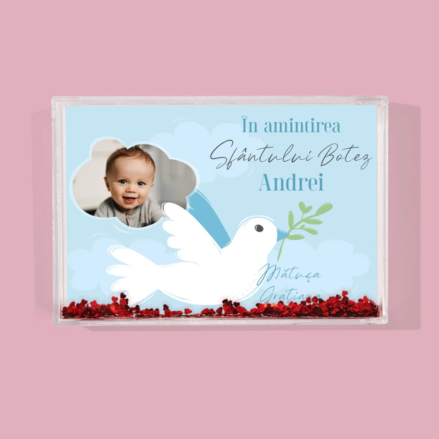 Fotografie Si Semnătură: În Amintirea Sfântului Botez Porumbei - Ramă De Sticlă Cu Apă Pentru Fotografii