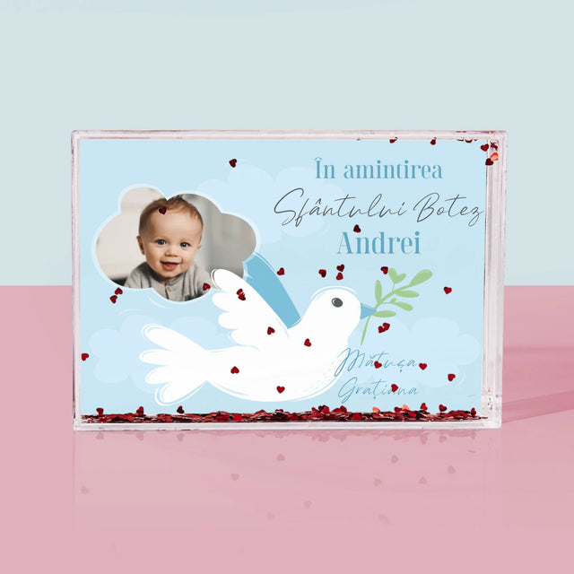 Fotografie Si Semnătură: În Amintirea Sfântului Botez Porumbei - Ramă De Sticlă Cu Apă Pentru Fotografii