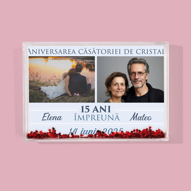 Colaj De Fotografii: 15 Ani Împreună - Ramă De Sticlă Cu Apă Pentru Fotografii