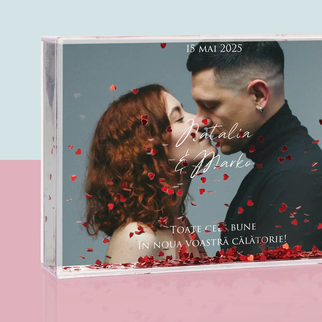 Fotografie Si Semnătură: Urări Fotografie De Nuntă - Ramă De Sticlă Cu Apă Pentru Fotografii