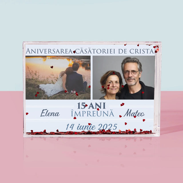 Colaj De Fotografii: 15 Ani Împreună - Ramă De Sticlă Cu Apă Pentru Fotografii