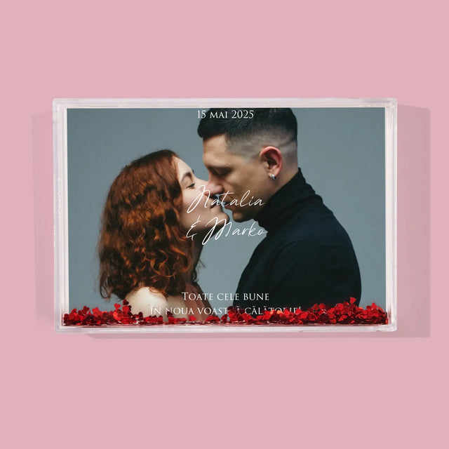 Fotografie Si Semnătură: Urări Fotografie De Nuntă - Ramă De Sticlă Cu Apă Pentru Fotografii