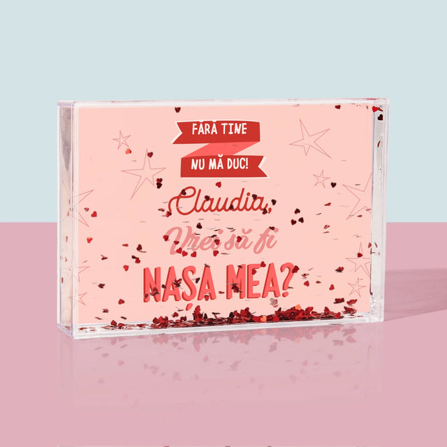 Numele Și Semnătura: Fără Tine Nu Mă Duc - Ramă De Sticlă Cu Apă Pentru Fotografii