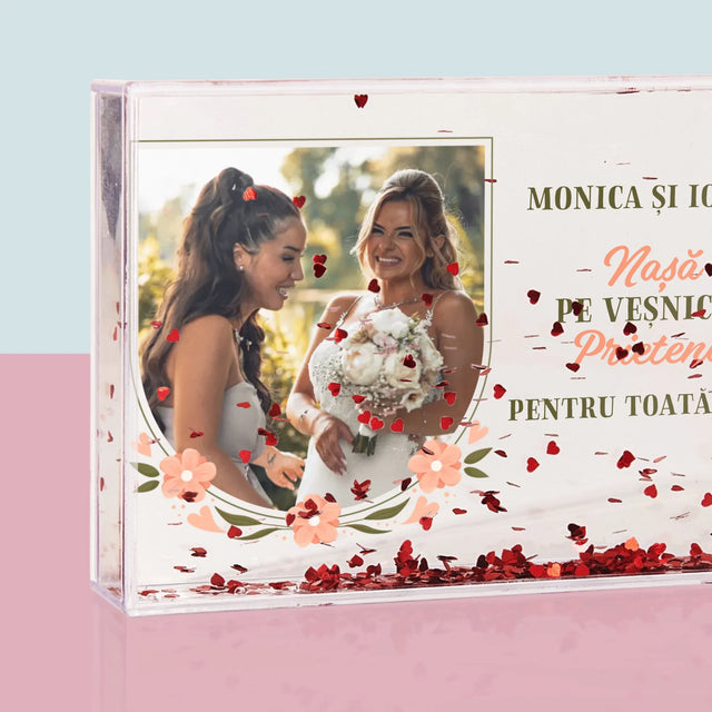 Fotografie Si Semnătură: Nașă Pe Veșnicie - Ramă De Sticlă Cu Apă Pentru Fotografii