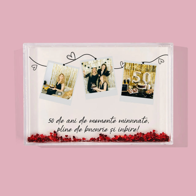 Colaj De Fotografii: 50 De Ani De Minunate Momente - Ramă De Sticlă Cu Apă Pentru Fotografii