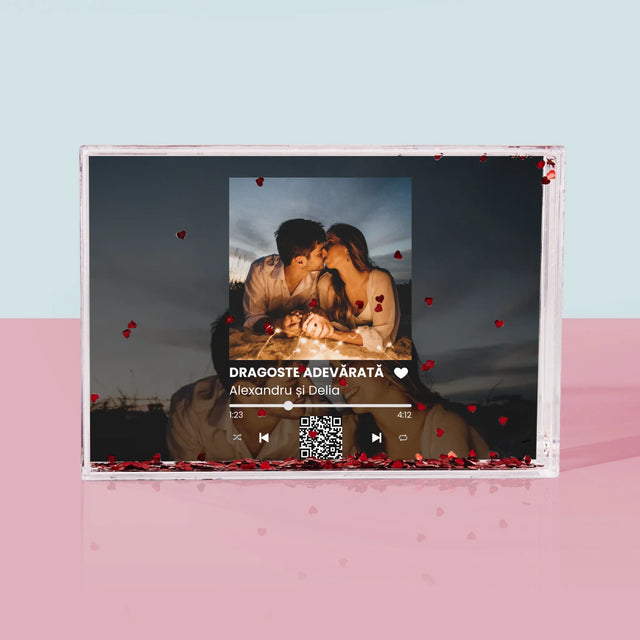 Fotografie Si Semnătură: Spotify Cu Fotografiile Tale Și Codul Qr - Ramă De Sticlă Cu Apă Pentru Fotografii