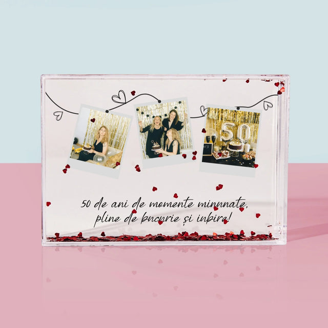 Colaj De Fotografii: 50 De Ani De Minunate Momente - Ramă De Sticlă Cu Apă Pentru Fotografii