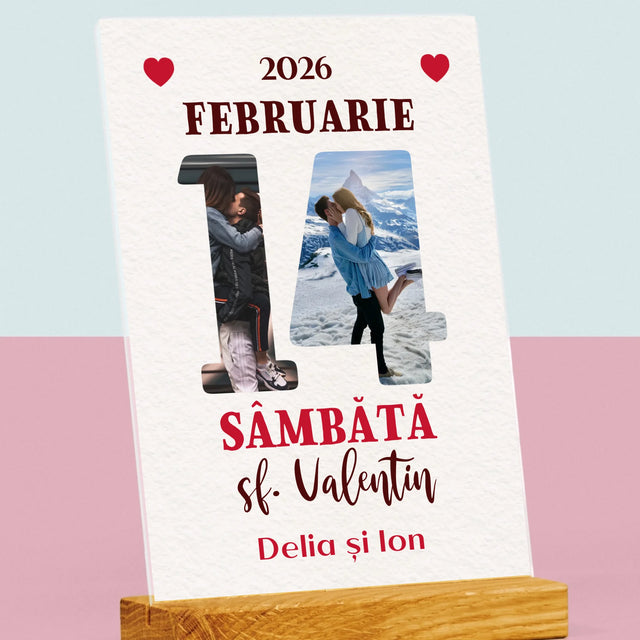 Cuvânt Din Fotografii: Sf. Valentin Pagină Din Calendar - Imprimare Pe Sticlă Acrilică (Verticală)