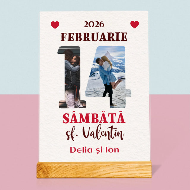 Cuvânt Din Fotografii: Sf. Valentin Pagină Din Calendar - Imprimare Pe Sticlă Acrilică (Verticală)