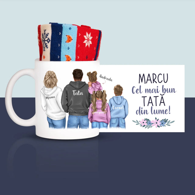 Creator De Personaj: Familie Cu Copii - Șosete De Iarnă Într-O Cană