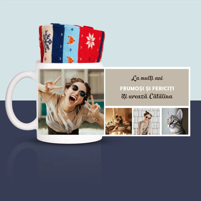 Colaj De Fotografii: Colaj De Fotografii Pentru Aniversare - Șosete De Iarnă Într-O Cană