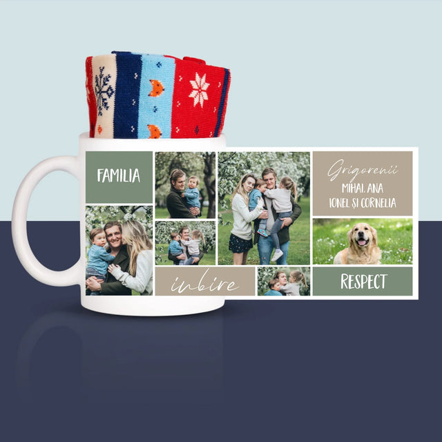 Colaj De Fotografii: Familia Colaj Din Fotografii - Șosete De Iarnă Într-O Cană