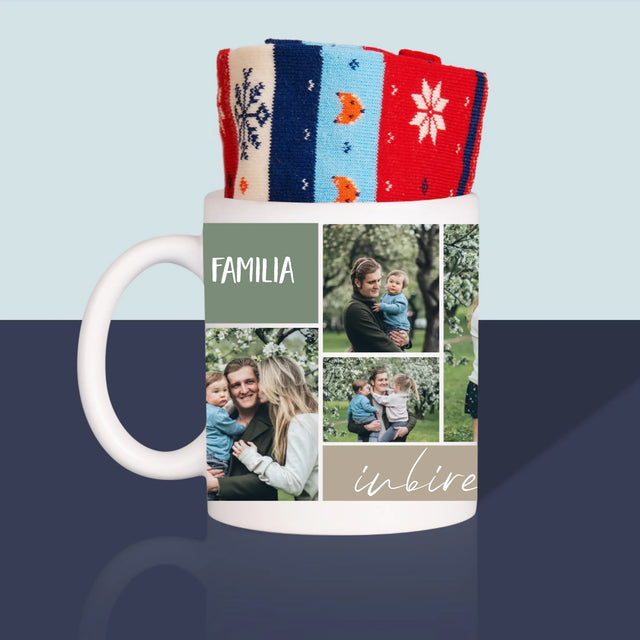 Colaj De Fotografii: Familia Colaj Din Fotografii - Șosete De Iarnă Într-O Cană