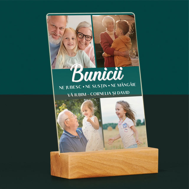 Colaj De Fotografii: Dragi Bunici - Imprimare Pe Sticlă Acrilică (Verticală)