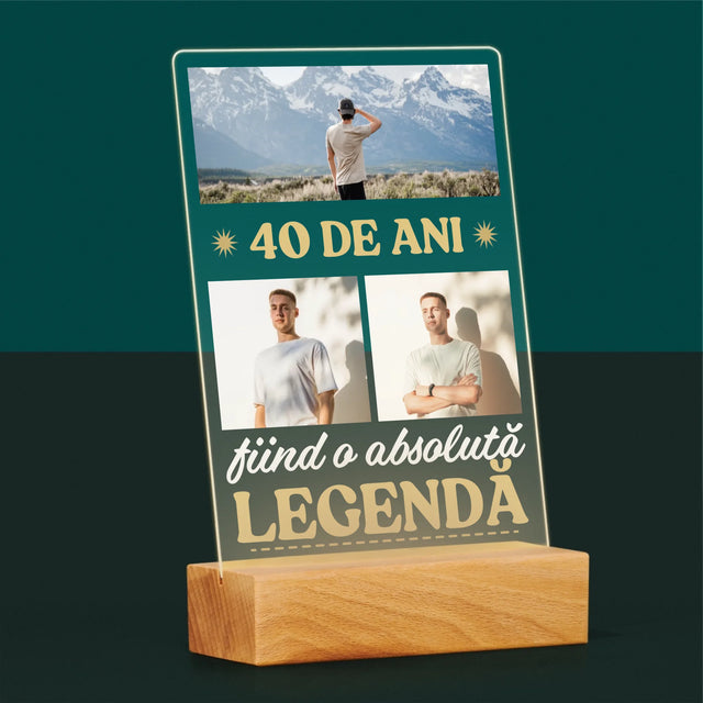 Colaj De Fotografii: 40 De Ani Fiind O Legendă - Imprimare Pe Sticlă Acrilică (Verticală)