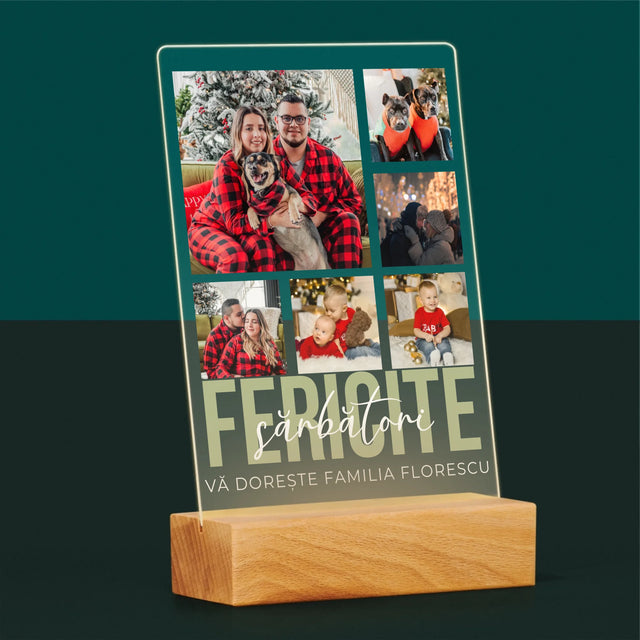 Colaj De Fotografii: Sărbători Fericite - Imprimare Pe Sticlă Acrilică (Verticală)