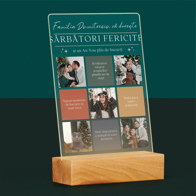 Colaj De Fotografii: Sărbători Fericite Urări - Imprimare Pe Sticlă Acrilică (Verticală)