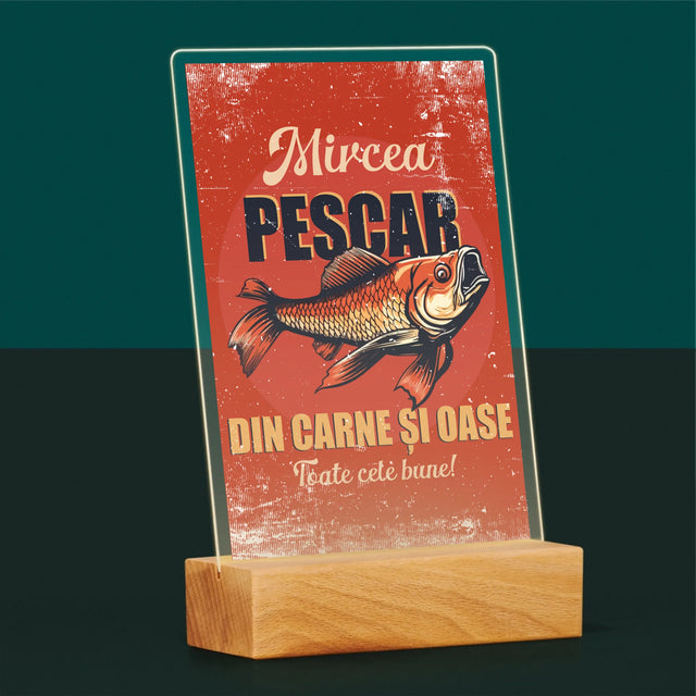 Numele Și Semnătura: Pescar Din Carne Și Oase - Imprimare Pe Sticlă Acrilică (Verticală)