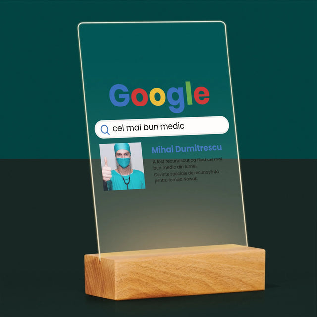 Fotografie Si Semnătură: Cel Mai Bun Medic Rezultat Google - Imprimare Pe Sticlă Acrilică (Verticală)