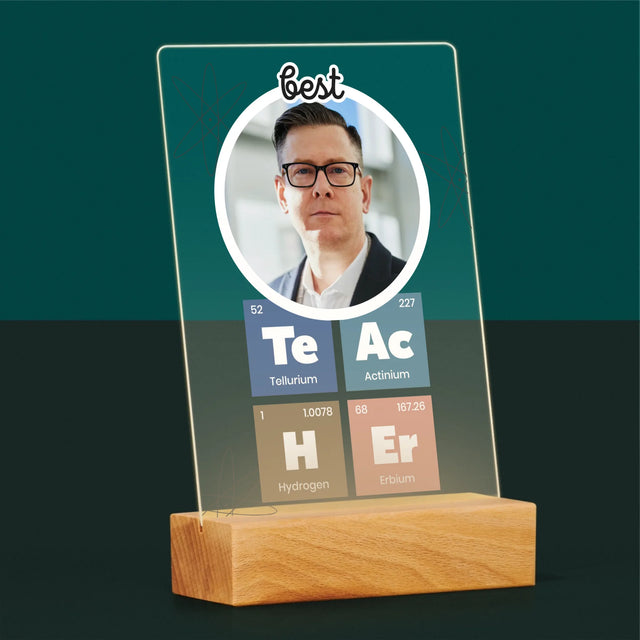 Fotografie Si Semnătură: Teacher Elemente Chimice - Imprimare Pe Sticlă Acrilică (Verticală)