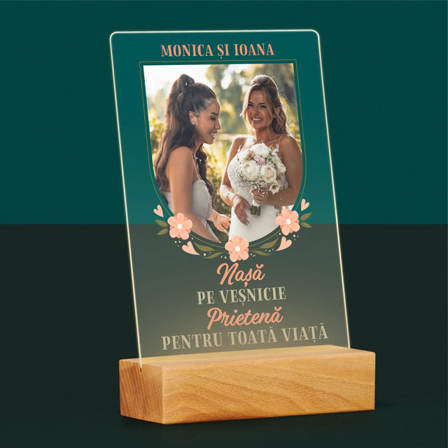 Fotografie Si Semnătură: Nașă Pe Veșnicie - Imprimare Pe Sticlă Acrilică (Verticală)