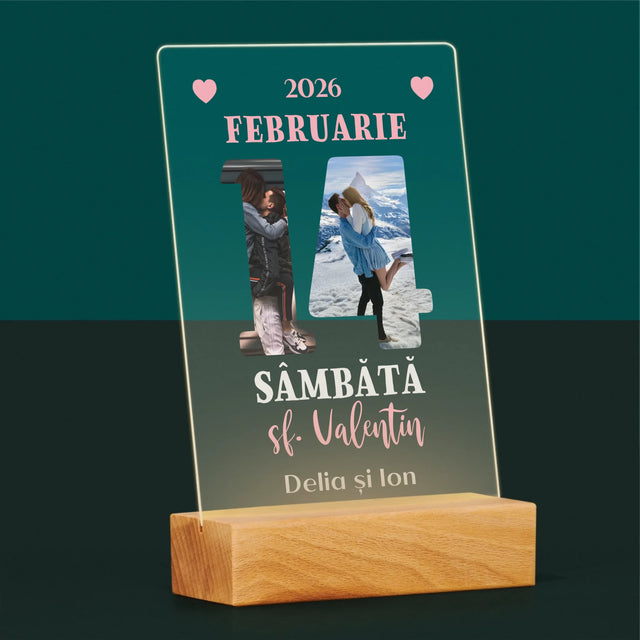 Cuvânt Din Fotografii: Sf. Valentin Pagină Din Calendar - Imprimare Pe Sticlă Acrilică (Verticală)