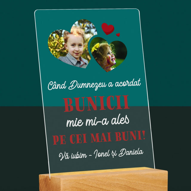 Colaj De Fotografii: Când Dumnezeu A Acordat Bunicii - Imprimare Pe Sticlă Acrilică (Verticală)