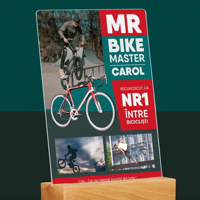 Copertă Derevistă: Mr Bike Master - Imprimare Pe Sticlă Acrilică (Verticală)