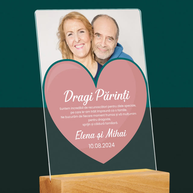 Fotografie Si Semnătură: Dragi Părinți - Imprimare Pe Sticlă Acrilică (Verticală)