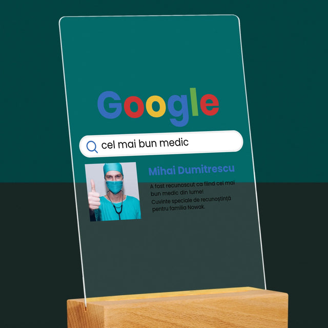 Fotografie Si Semnătură: Cel Mai Bun Medic Rezultat Google - Imprimare Pe Sticlă Acrilică (Verticală)