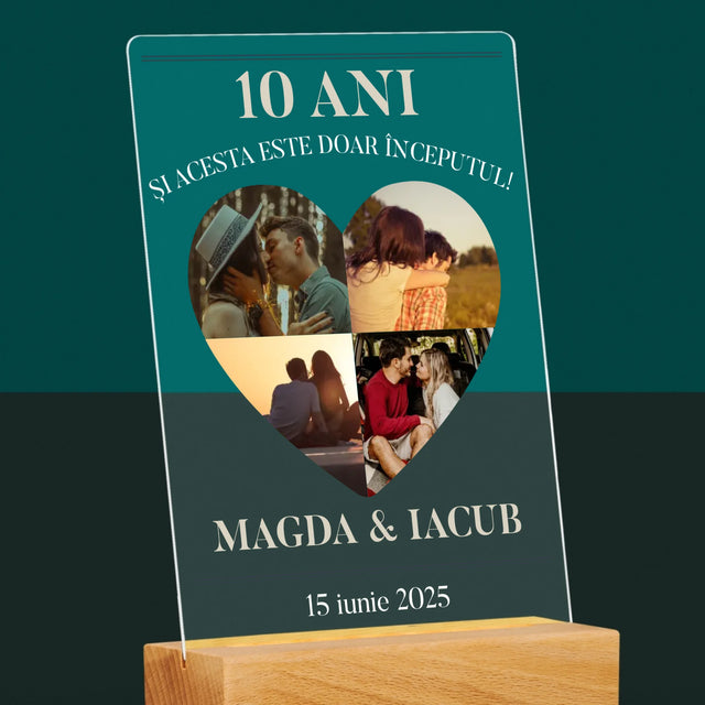 Formă Din Fotografii: Aniversare Inimă - Imprimare Pe Sticlă Acrilică (Verticală)