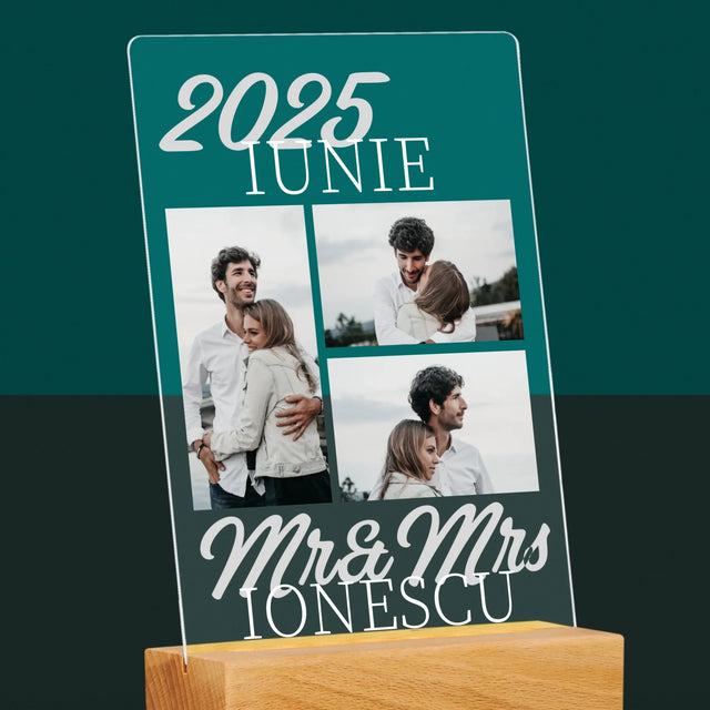 Colaj De Fotografii: Mr&Mrs Data - Imprimare Pe Sticlă Acrilică (Verticală)