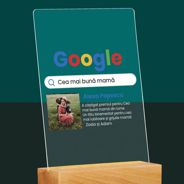 Fotografie Si Semnătură: Cea Mai Bună Mamă Rezultat Google - Imprimare Pe Sticlă Acrilică (Verticală)