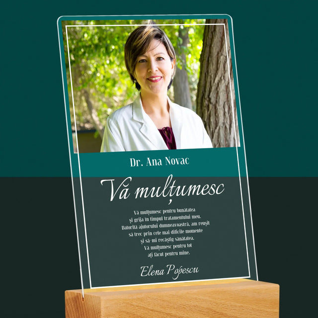 Fotografie Si Semnătură: Doctore Vă Mulțumesc - Imprimare Pe Sticlă Acrilică (Verticală)