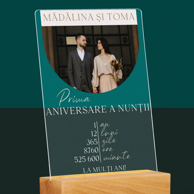 Fotografie Si Semnătură: Prima Aniversare A Nunții - Imprimare Pe Sticlă Acrilică (Verticală)