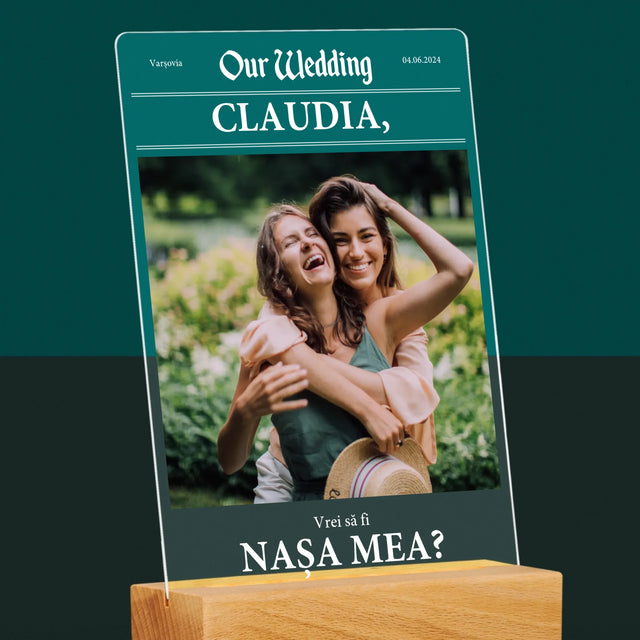 Fotografie Si Semnătură: Our Wedding Nașa - Imprimare Pe Sticlă Acrilică (Verticală)