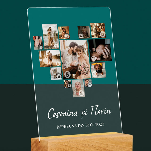 Colaj De Fotografii: Inimă - Colaj Din Fotografii - Imprimare Pe Sticlă Acrilică (Verticală)