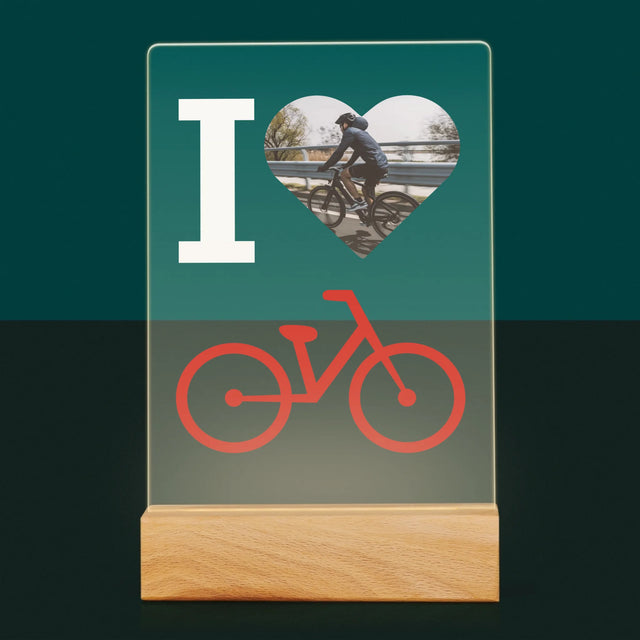 Fotografie Si Semnătură: I Love Bicicletă - Imprimare Pe Sticlă Acrilică (Verticală)
