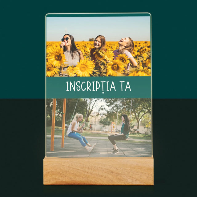 Colaj De Fotografii: 2 Fotografii Cu Inscripție - Imprimare Pe Sticlă Acrilică (Verticală)