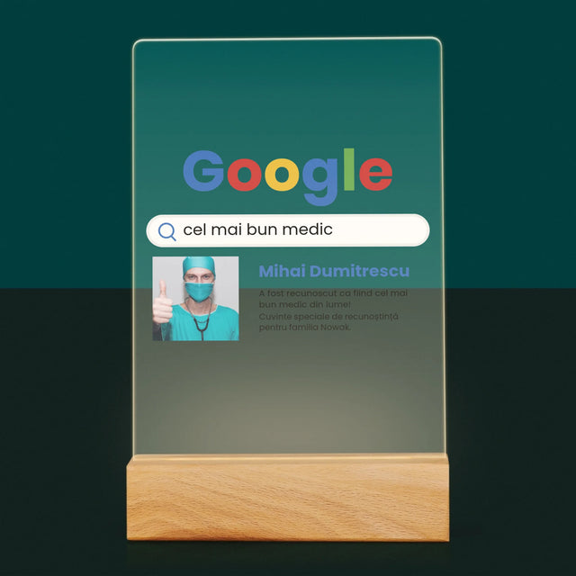 Fotografie Si Semnătură: Cel Mai Bun Medic Rezultat Google - Imprimare Pe Sticlă Acrilică (Verticală)