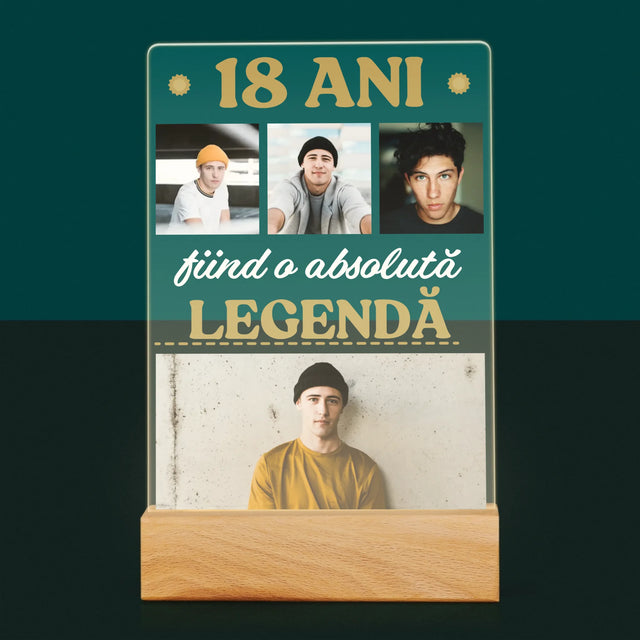 Colaj De Fotografii: 18 Ani Fiind O Legendă - Imprimare Pe Sticlă Acrilică (Verticală)