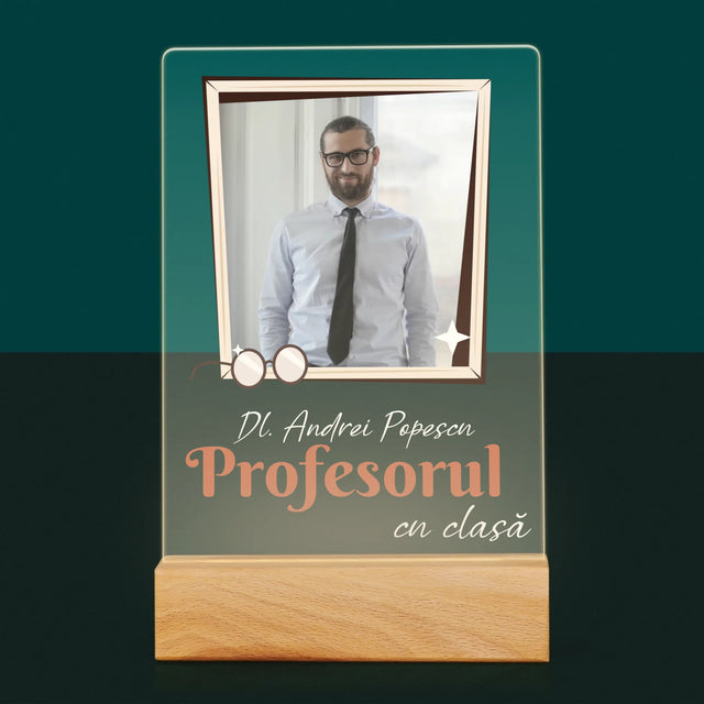 Fotografie Si Semnătură: Profesorul Cu Clasă - Imprimare Pe Sticlă Acrilică (Verticală)