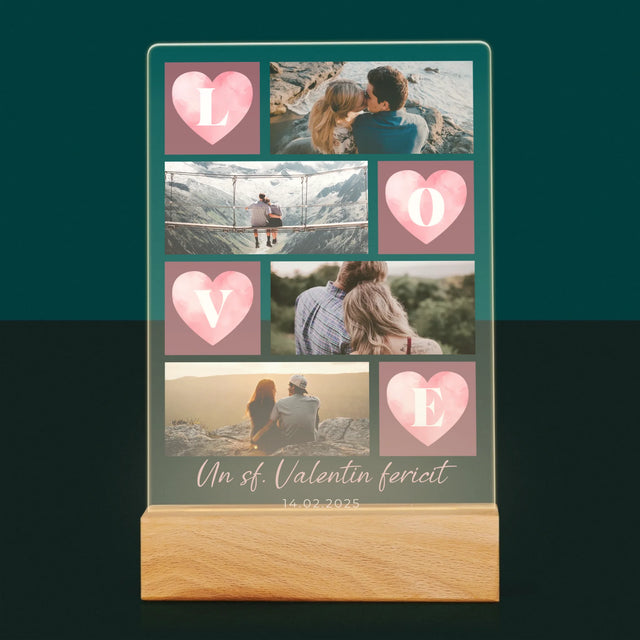 Colaj De Fotografii: Inimi Love - Imprimare Pe Sticlă Acrilică (Verticală)