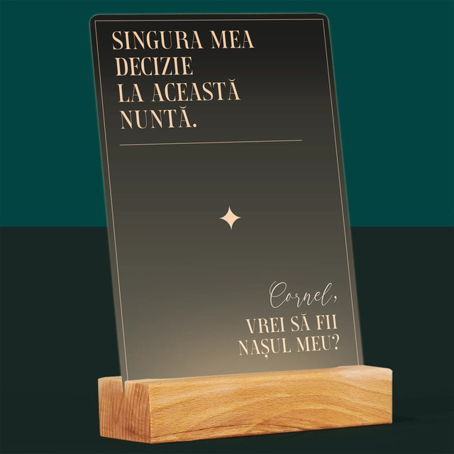 Numele Și Semnătura: Singura Mea Decizie - Imprimare Pe Sticlă Acrilică (Verticală)