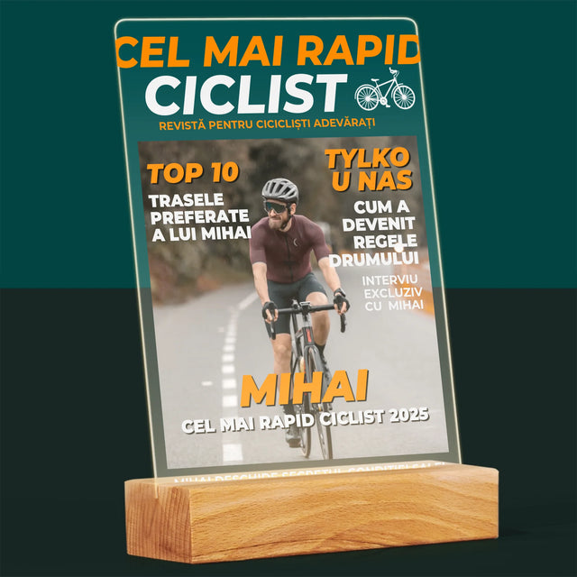 Copertă Derevistă: Cel Mai Rapid Biciclist - Imprimare Pe Sticlă Acrilică (Verticală)