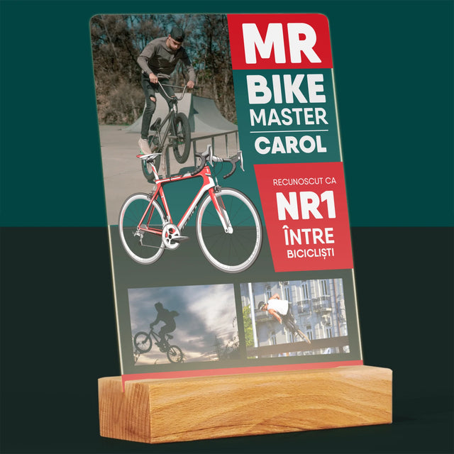 Copertă Derevistă: Mr Bike Master - Imprimare Pe Sticlă Acrilică (Verticală)