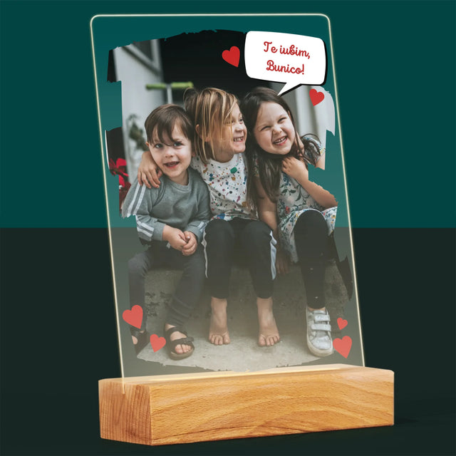 Fotografie Si Semnătură: Pentru Bunica Noastră Dragă - Imprimare Pe Sticlă Acrilică (Verticală)