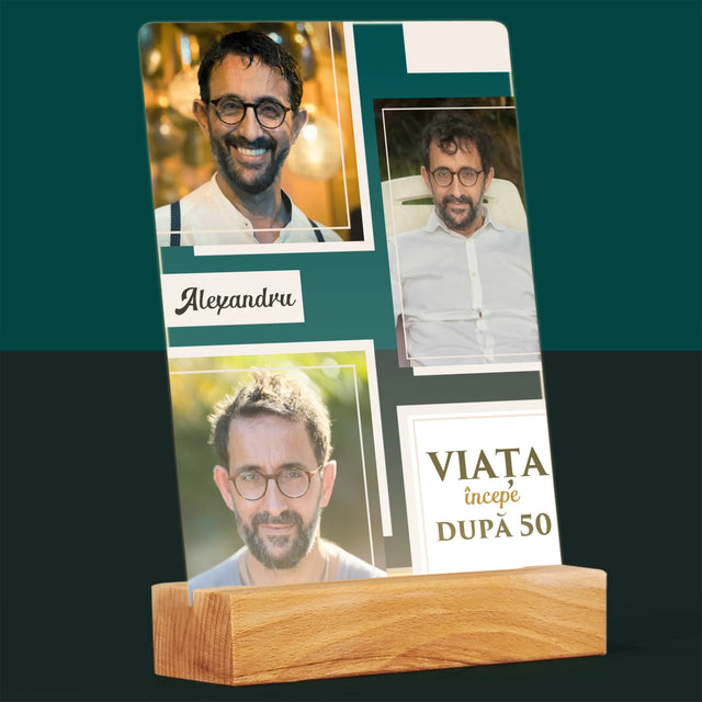 Colaj De Fotografii: Viața Începe După 50 - Imprimare Pe Sticlă Acrilică (Verticală)