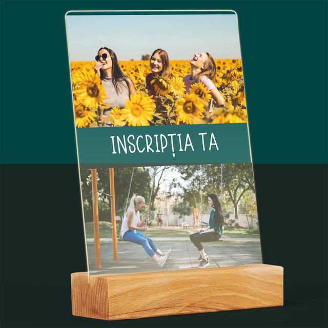 Colaj De Fotografii: 2 Fotografii Cu Inscripție - Imprimare Pe Sticlă Acrilică (Verticală)